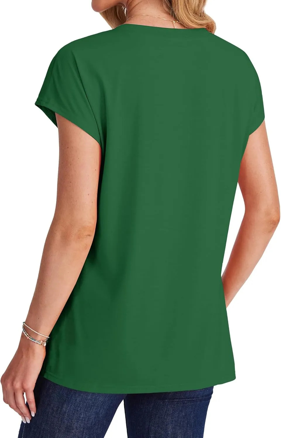 SAMPEEL Womens T Shirts V Neck Cap Short Sleeve Summer Tops Trendy 2025 Loose Casual Tshirts with Pocket