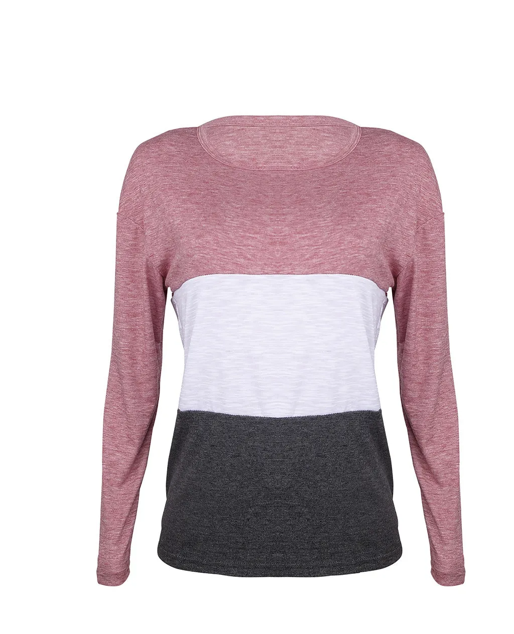 Scoop Loose Patchwork Long Sleeves Regular T-shirt