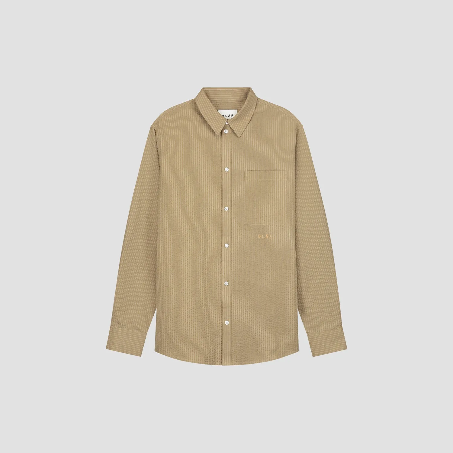 Seersucker Stripe Shirt - Brown