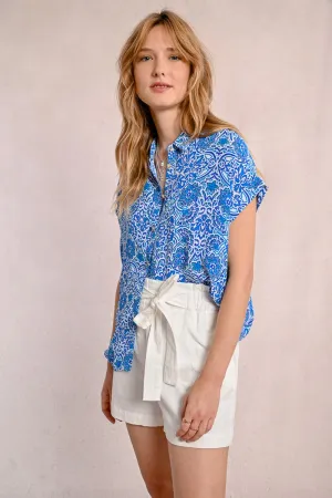 Short Sleeve Blouse in Blue Asha