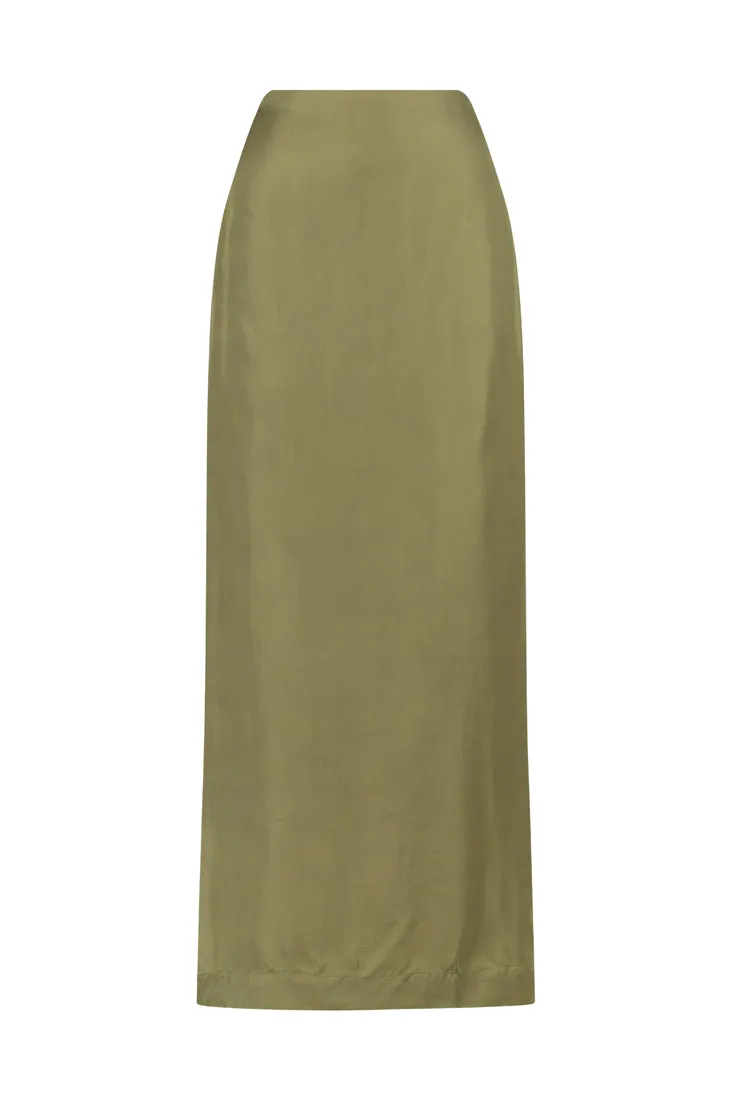 Slim Button Down Shirt | Midi Split Skirt