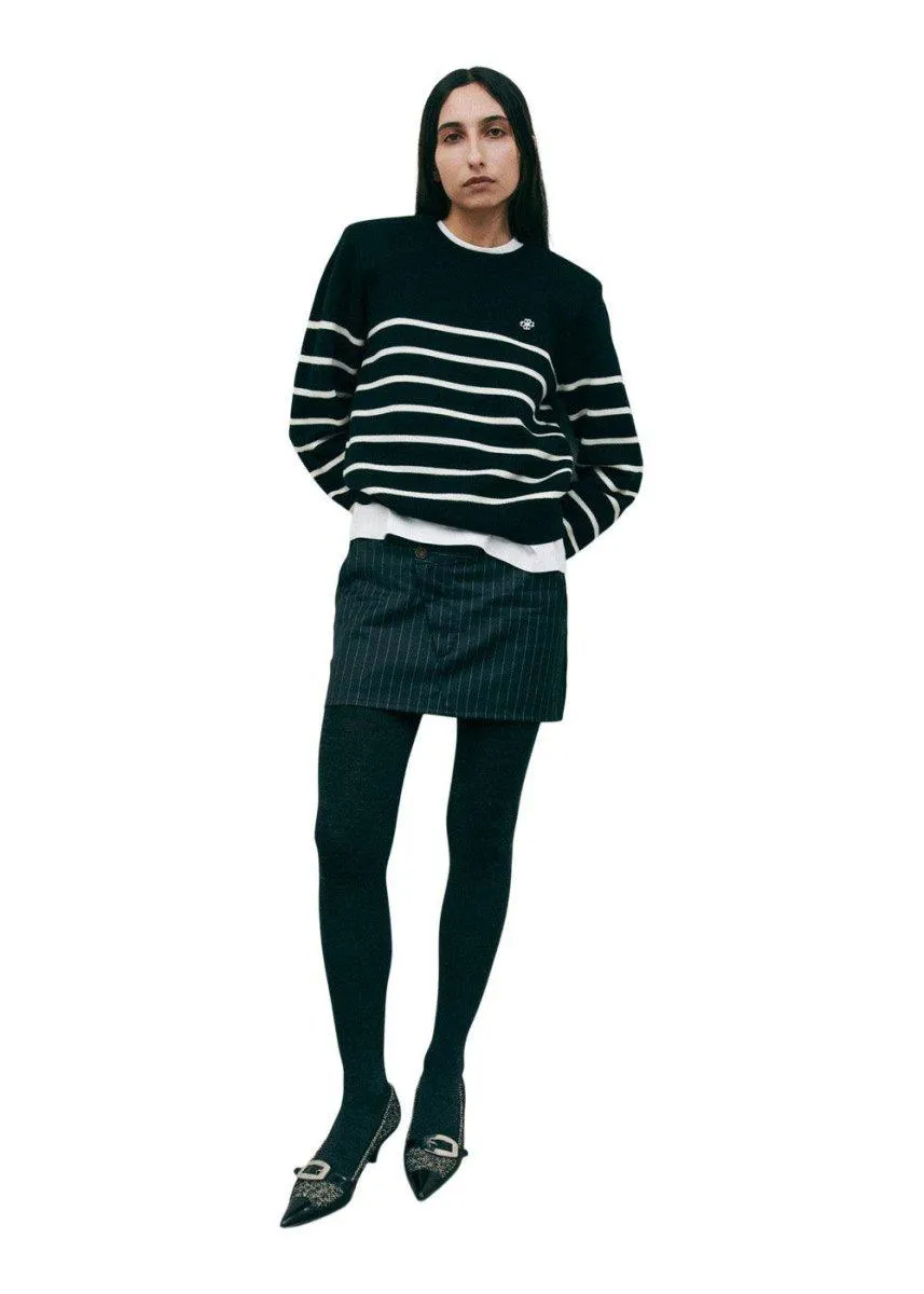 St Moritz Sweater - Black/Cream Stripes