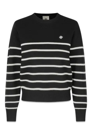 St Moritz Sweater - Black/Cream Stripes
