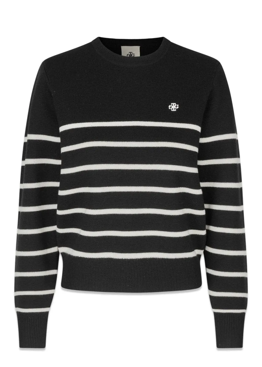 St Moritz Sweater - Black/Cream Stripes