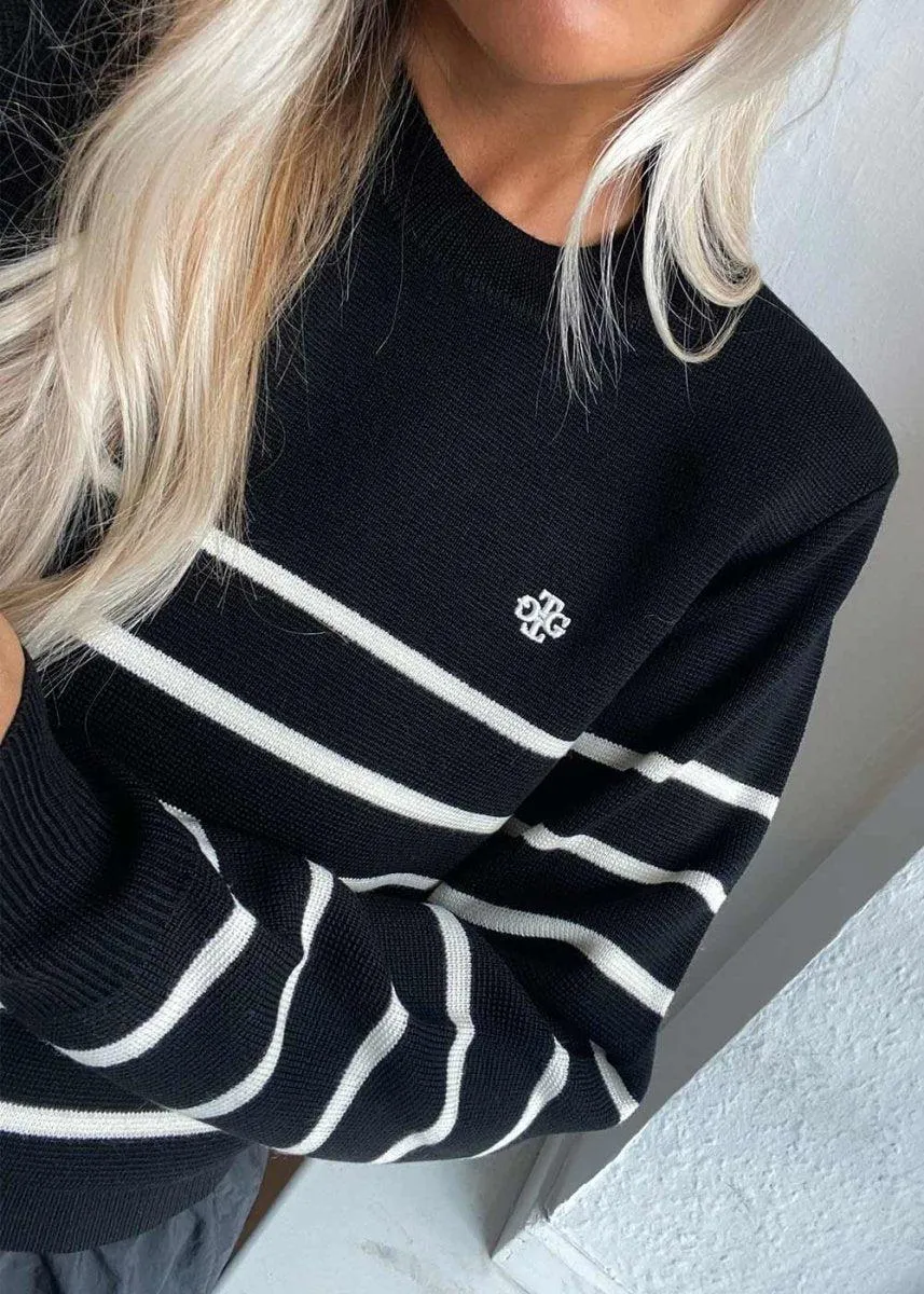 St Moritz Sweater - Black/Cream Stripes