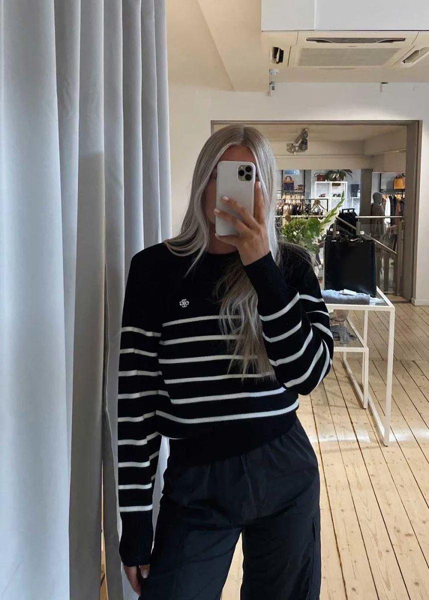St Moritz Sweater - Black/Cream Stripes