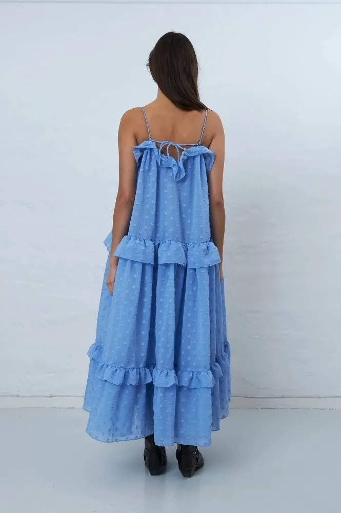 Stella Nova Maxi Frill Strap Summer Blue Dress