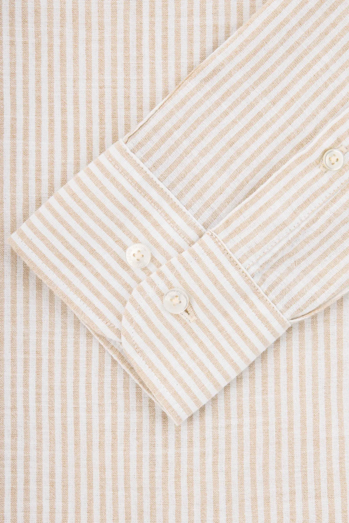 Striped Almond Beige & White Casual Shirt