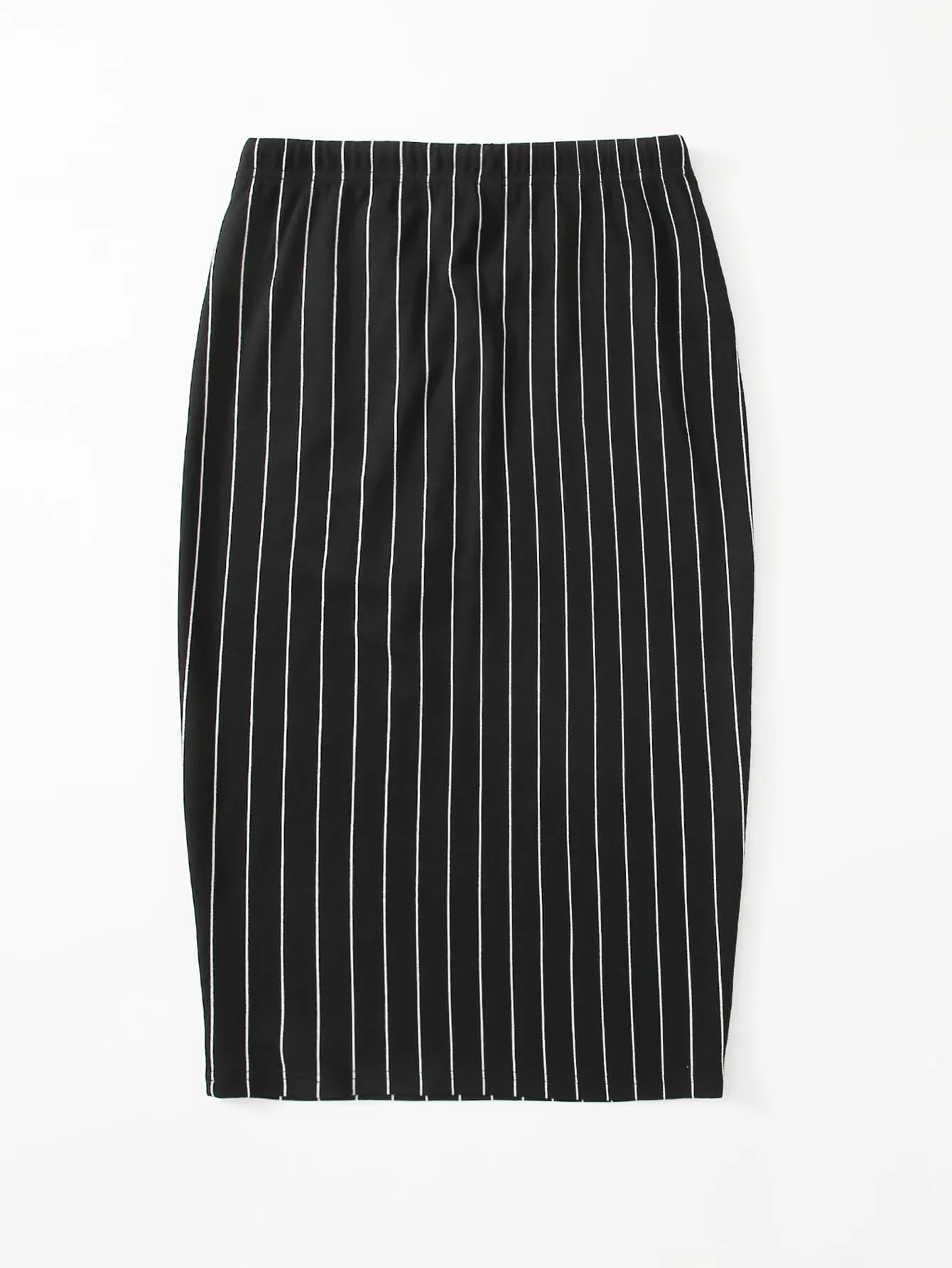 Striped Knot Knee Length Plus Size Skirt