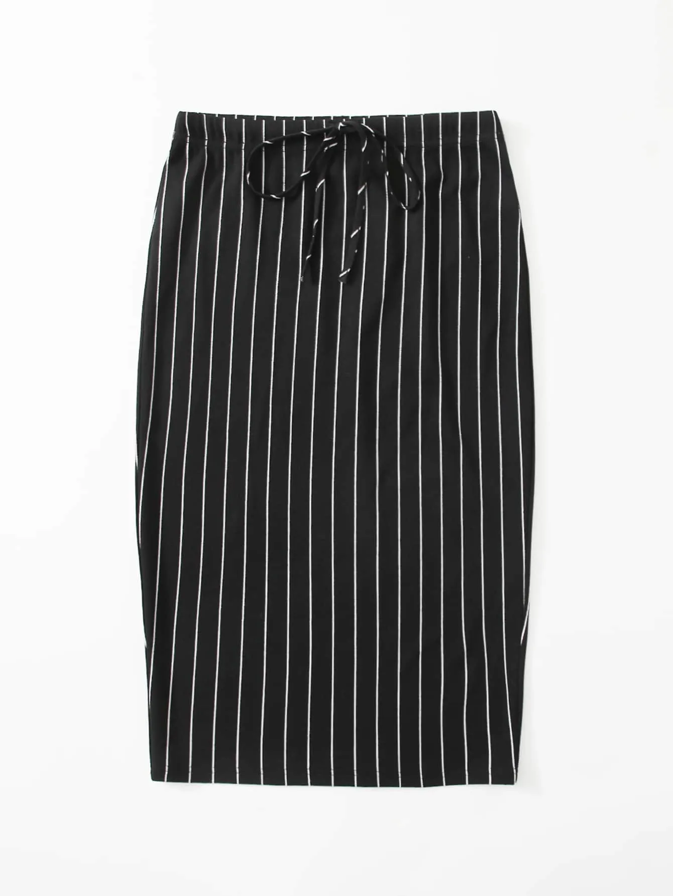 Striped Knot Knee Length Plus Size Skirt