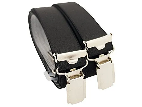 Suspenders black in solid colors with 4 stable clips - 25mm wide
