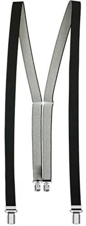 Suspenders black in solid colors with 4 stable clips - 25mm wide