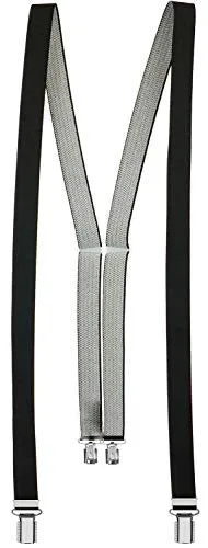 Suspenders black in solid colors with 4 stable clips - 25mm wide