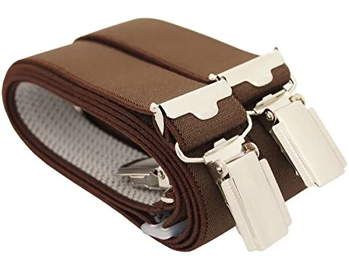 Suspenders Brown with 4 sturdy clips - 25mm Wide