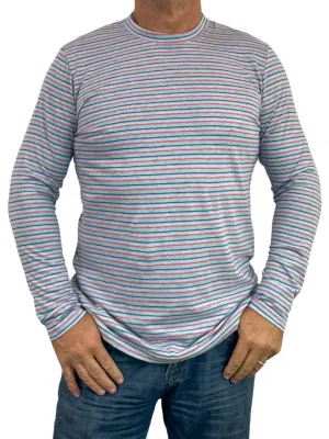 Swiss Stripe Cotton L/S Tee - Grey/Multi