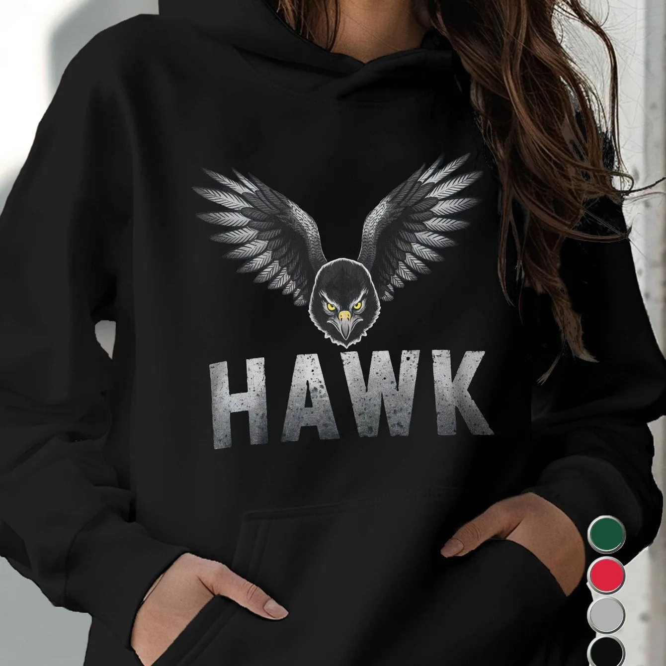 Teediy Menacing Hawk Illustration Casual Hoodies