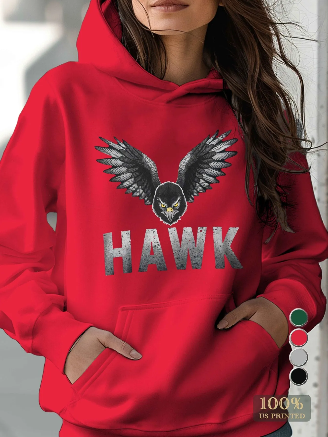 Teediy Menacing Hawk Illustration Casual Hoodies