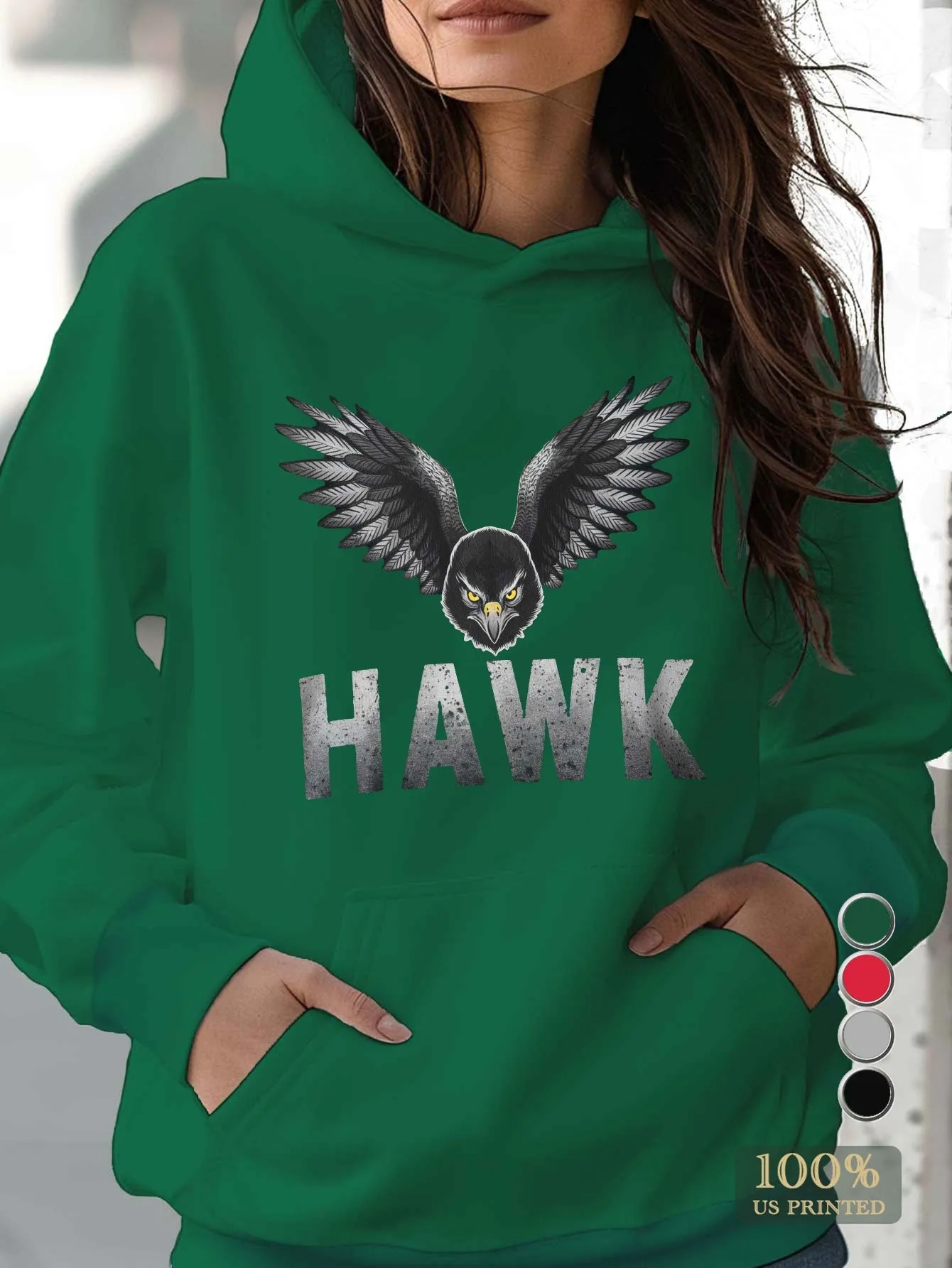 Teediy Menacing Hawk Illustration Casual Hoodies