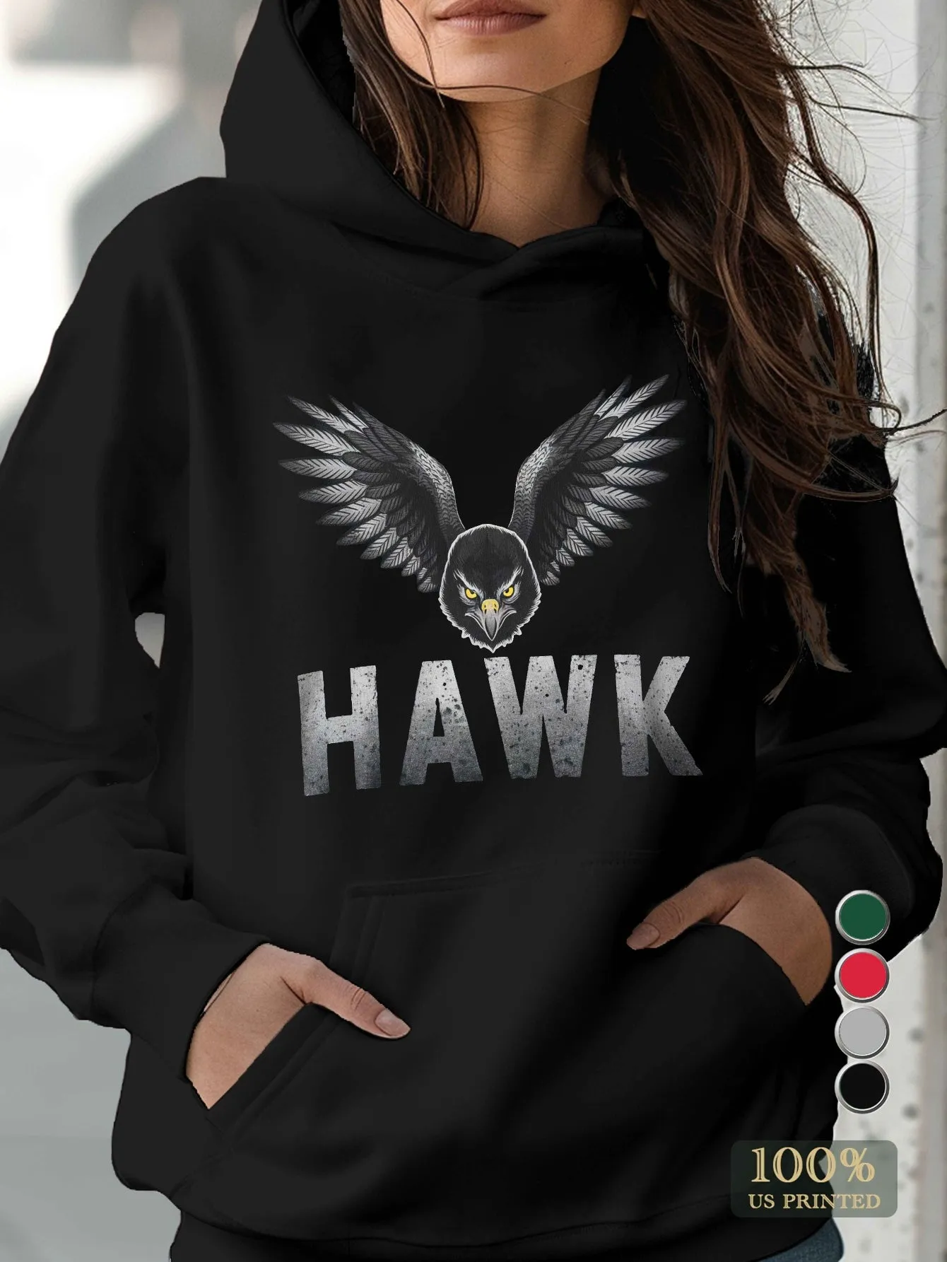 Teediy Menacing Hawk Illustration Casual Hoodies