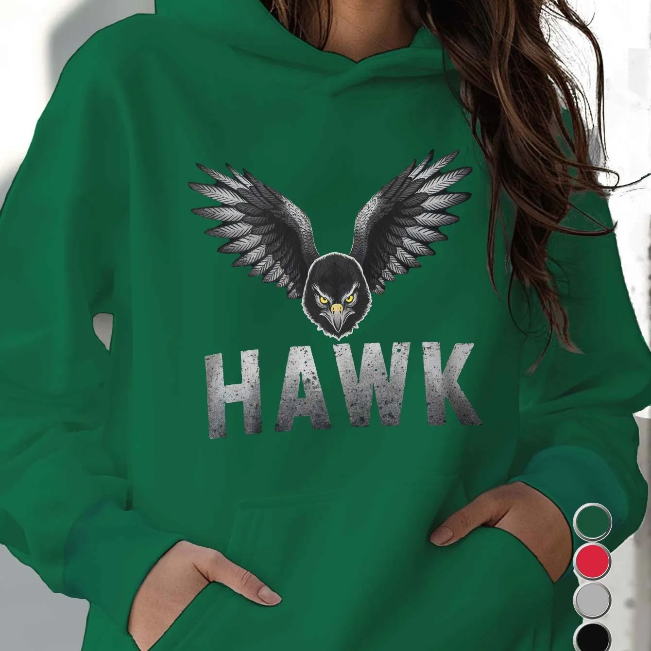 Teediy Menacing Hawk Illustration Casual Hoodies