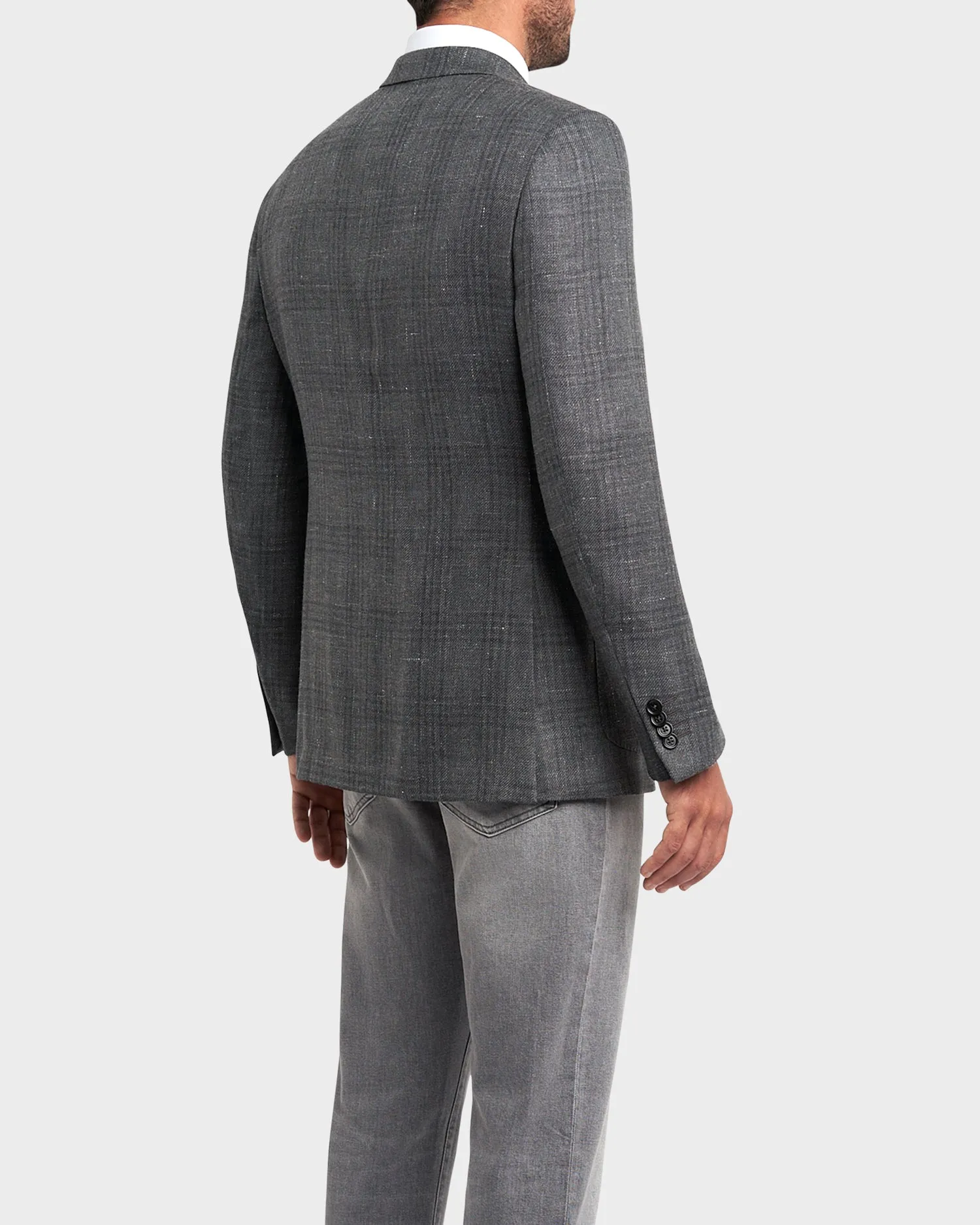Tonal Check Cashmere Silk Hemp Sports Jacket