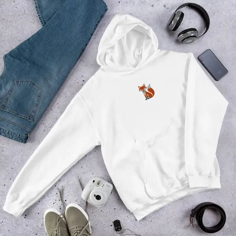 Trendy Embroidered Red Fox Cozy Unisex Hoodie