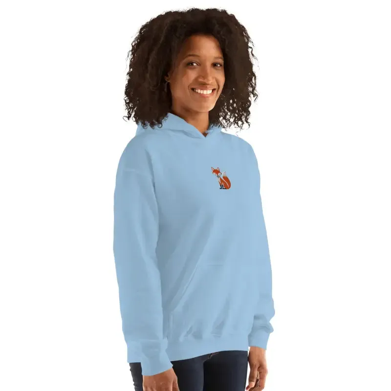 Trendy Embroidered Red Fox Cozy Unisex Hoodie