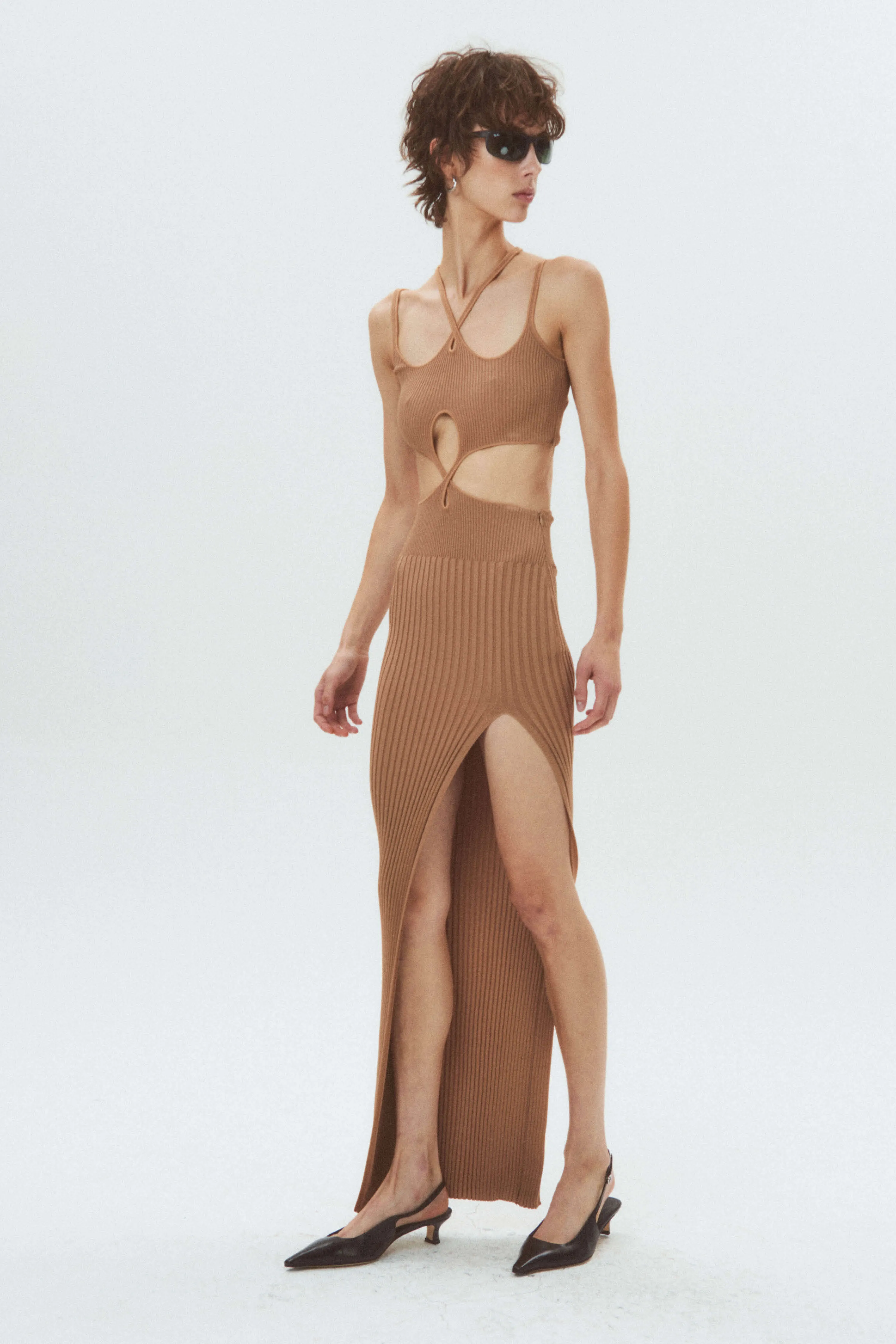 Twisted-Waist Maxi Dress