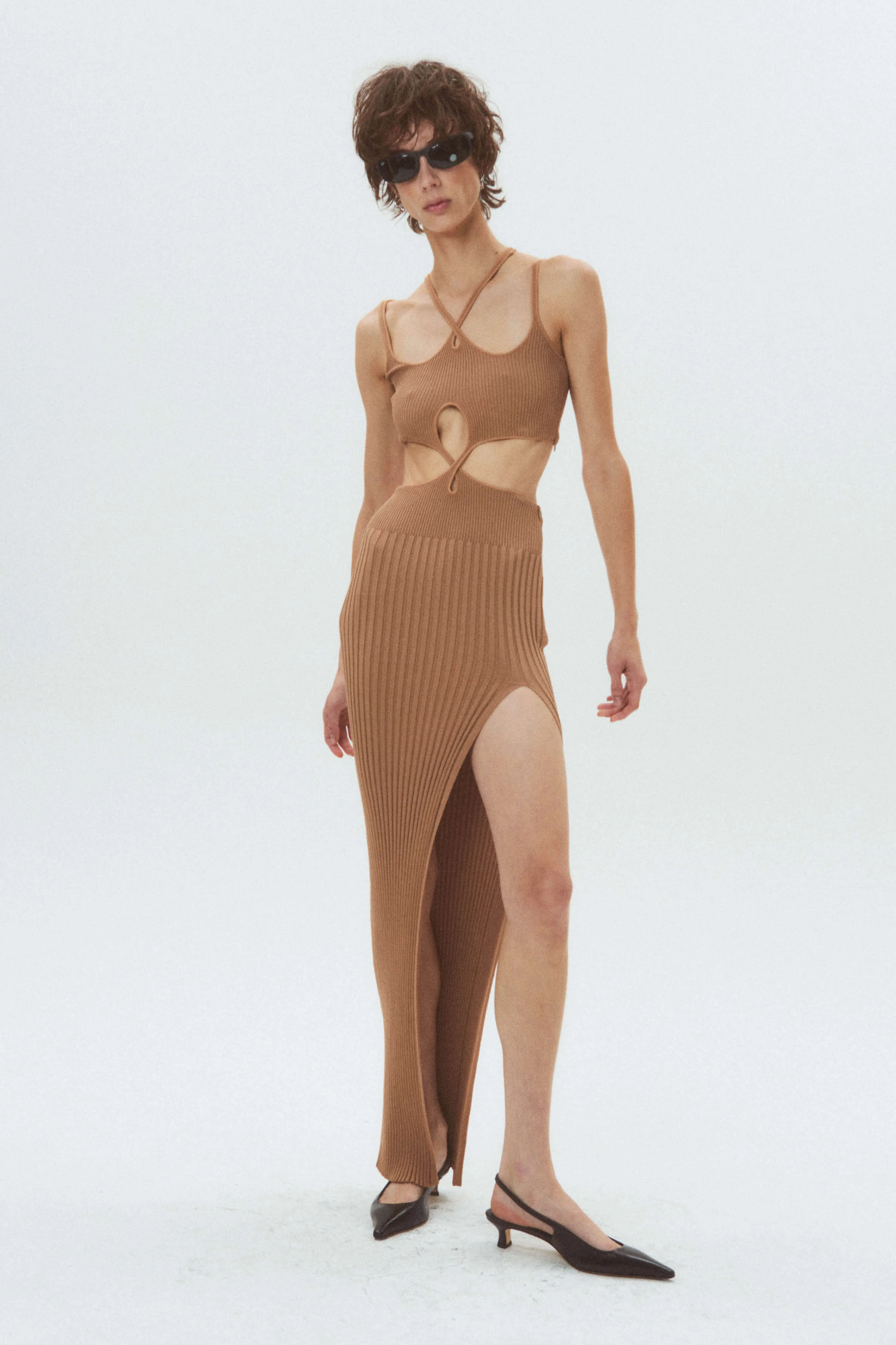 Twisted-Waist Maxi Dress