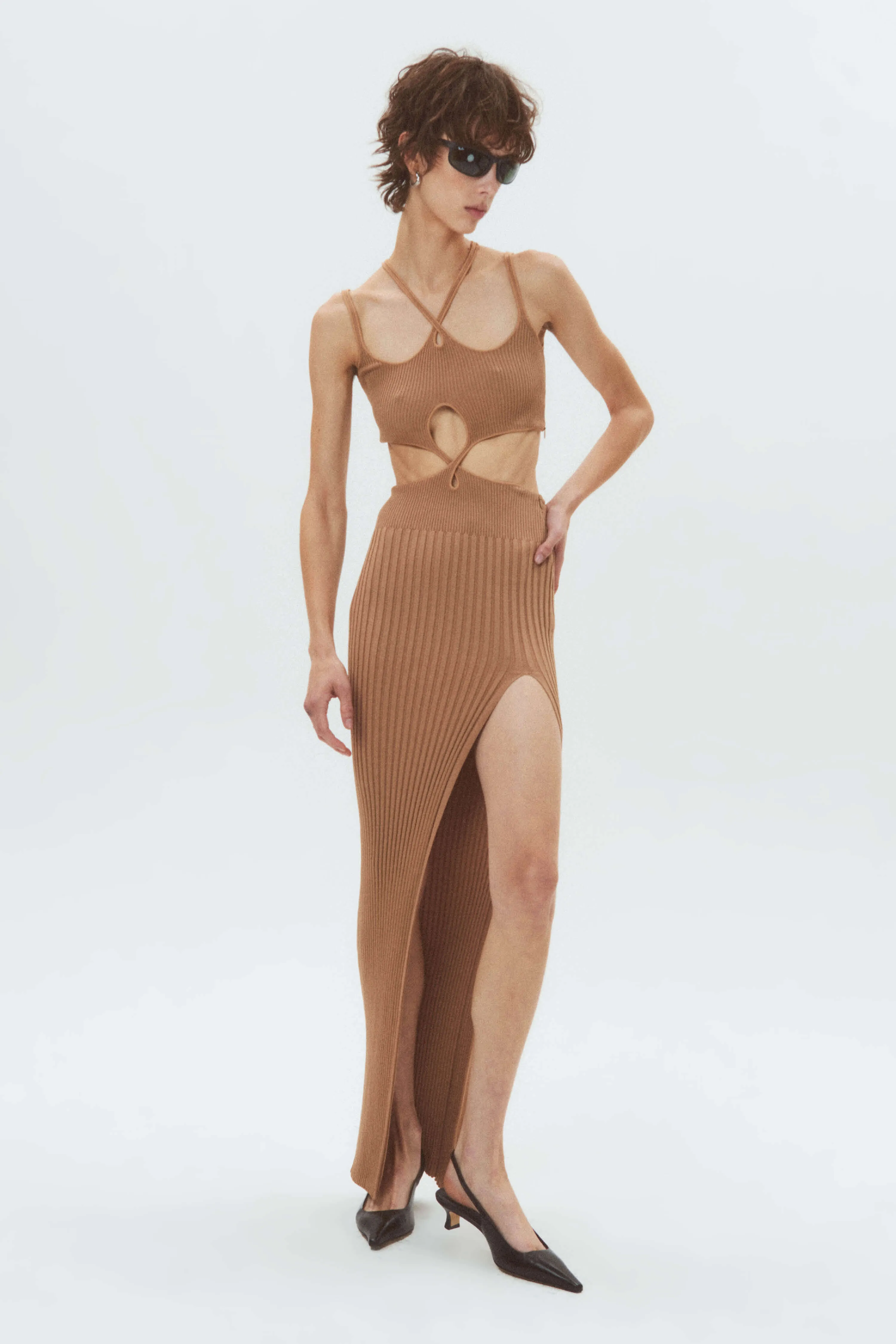 Twisted-Waist Maxi Dress