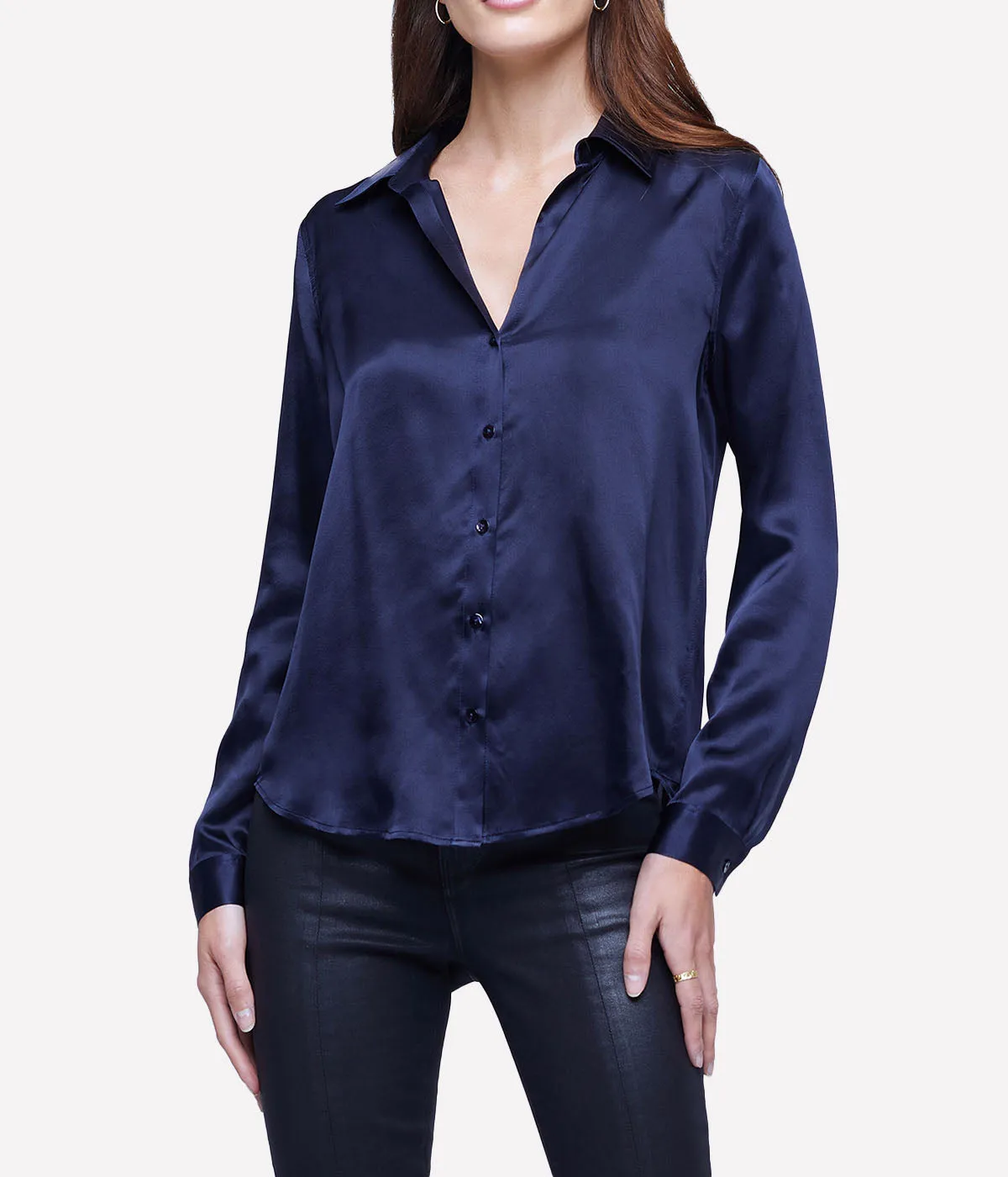 Tyler Long Sleeve Blouse in Midnight