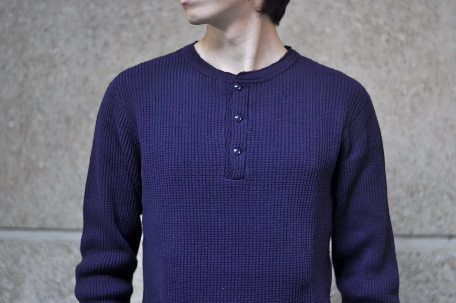 UES Ultra Heavyweight "Big Waffle" L/S Henley Thermal (Eggplant Navy)