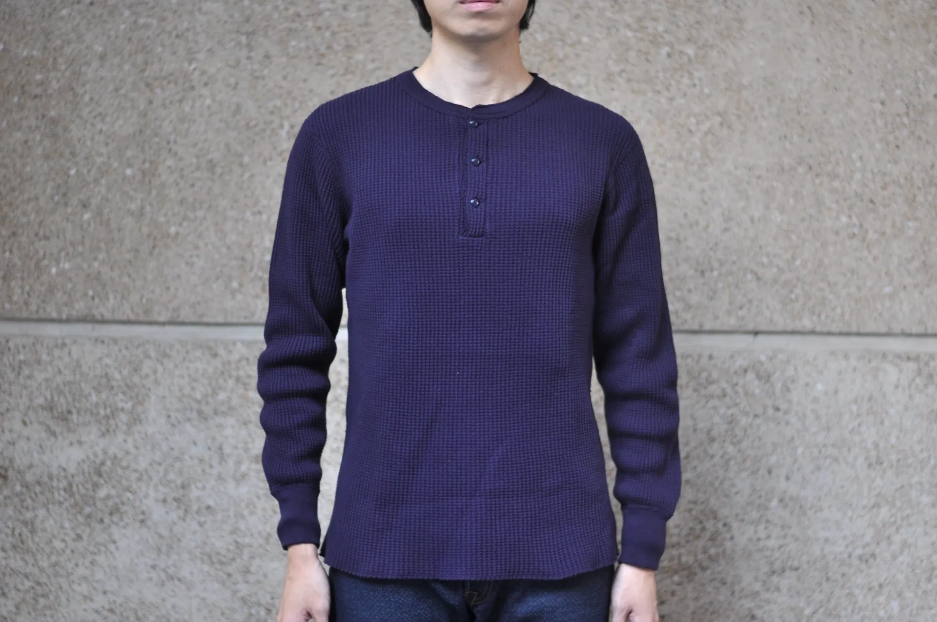 UES Ultra Heavyweight "Big Waffle" L/S Henley Thermal (Eggplant Navy)