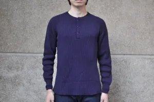 UES Ultra Heavyweight "Big Waffle" L/S Henley Thermal (Eggplant Navy)