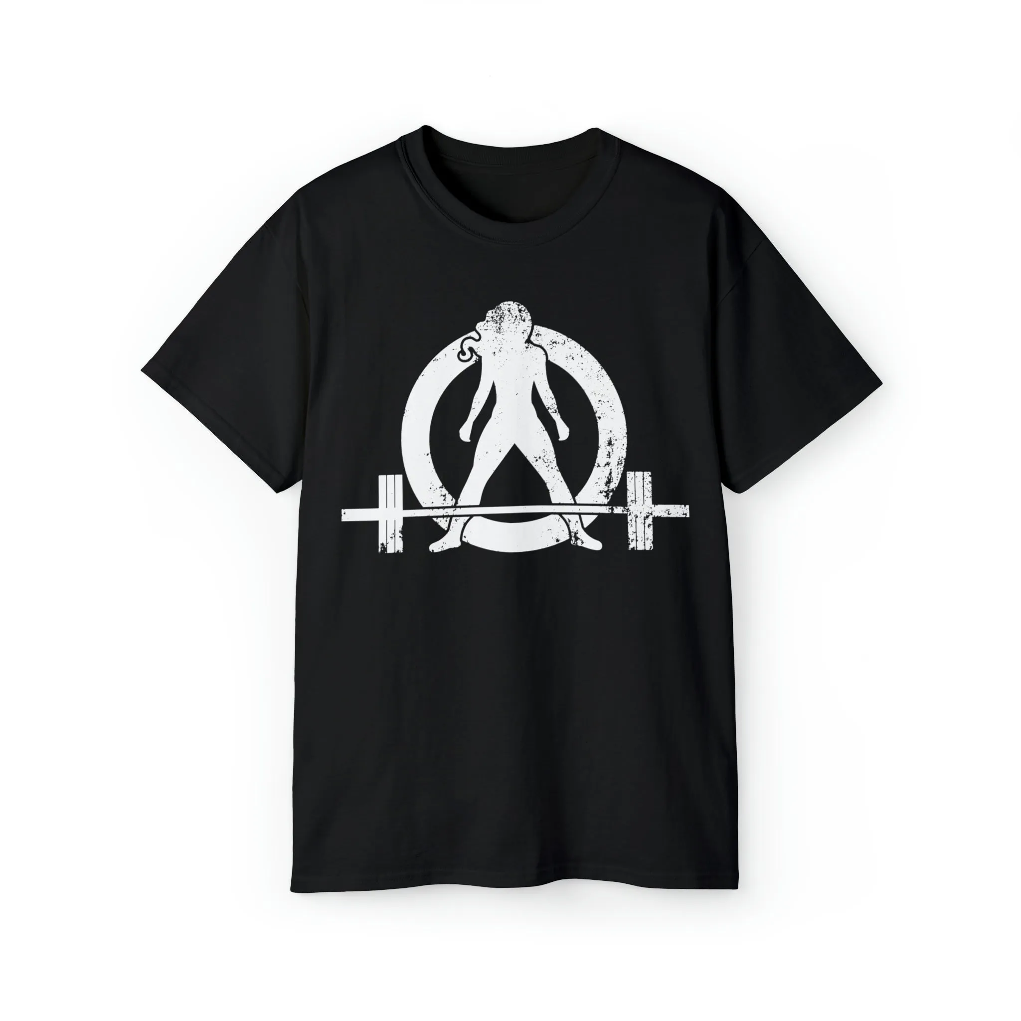 Unisex Ultra Cotton Tee - Distressed White Logo - Plain Back