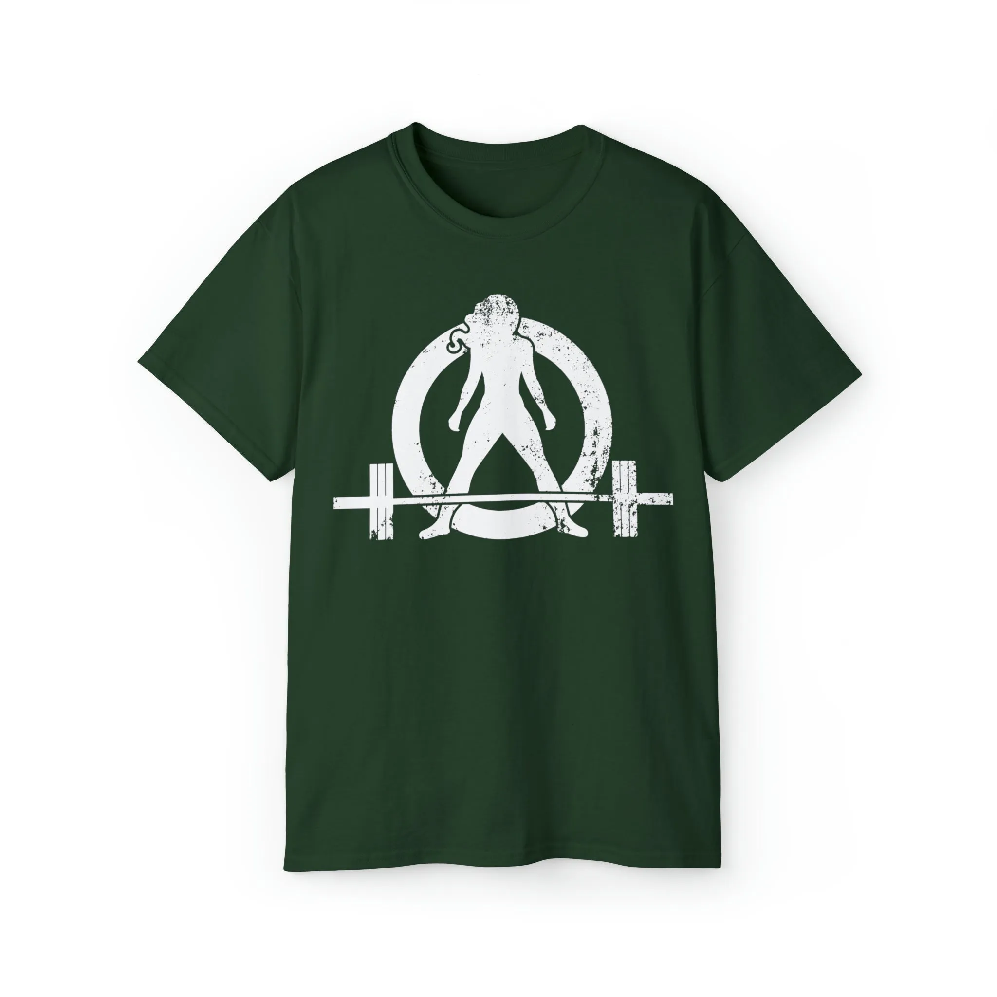 Unisex Ultra Cotton Tee - Distressed White Logo - Plain Back