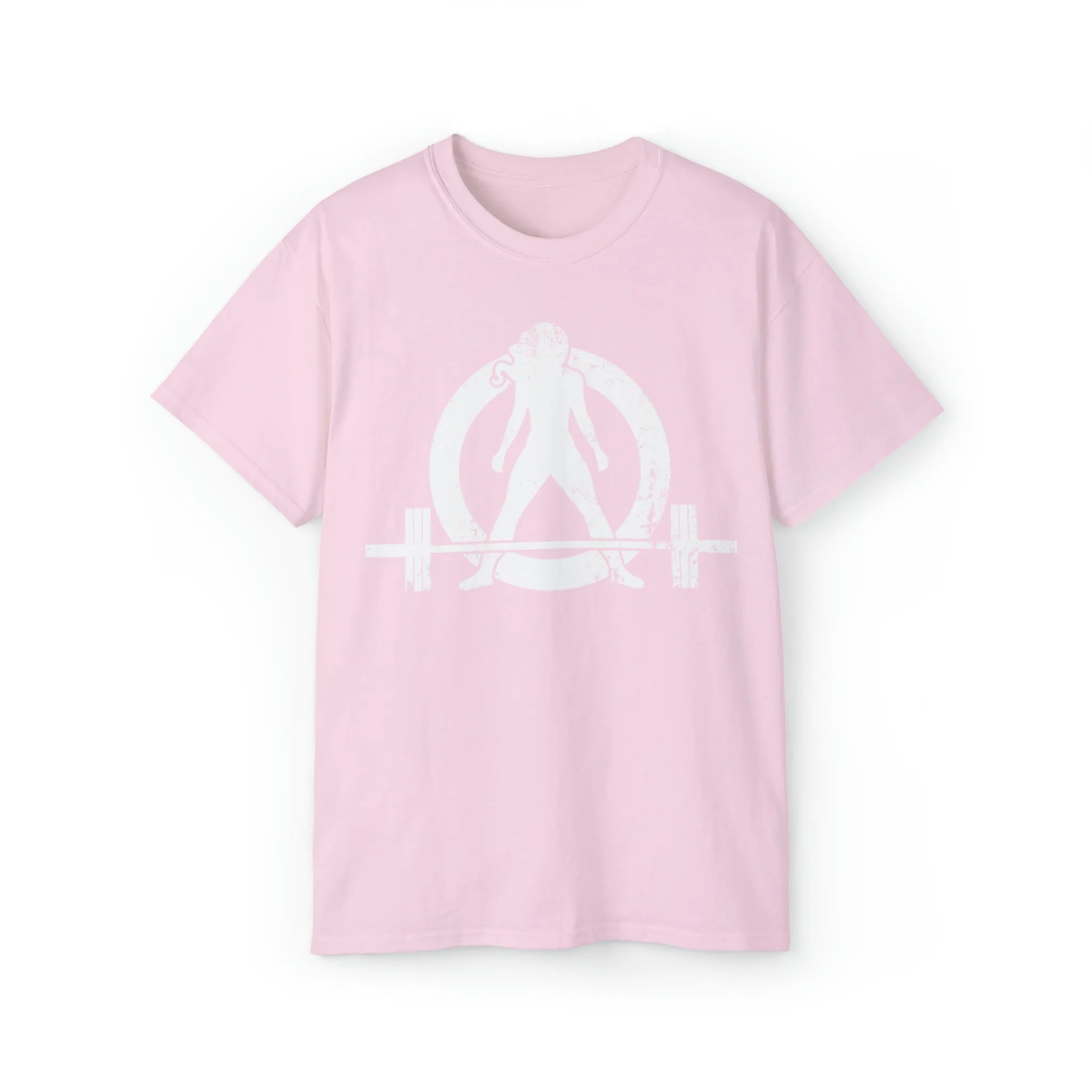 Unisex Ultra Cotton Tee - Distressed White Logo - Plain Back
