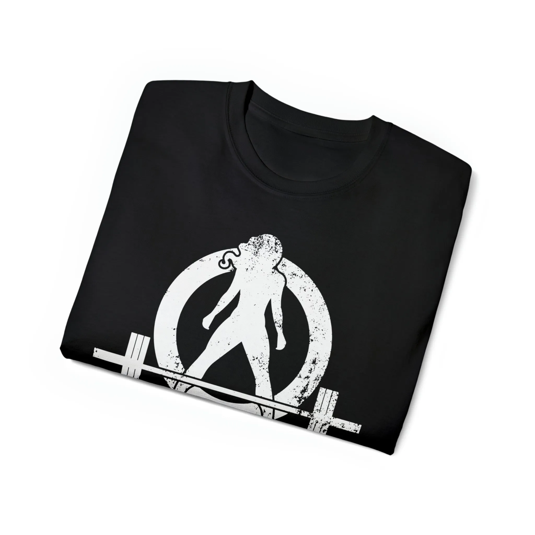 Unisex Ultra Cotton Tee - Distressed White Logo - Plain Back