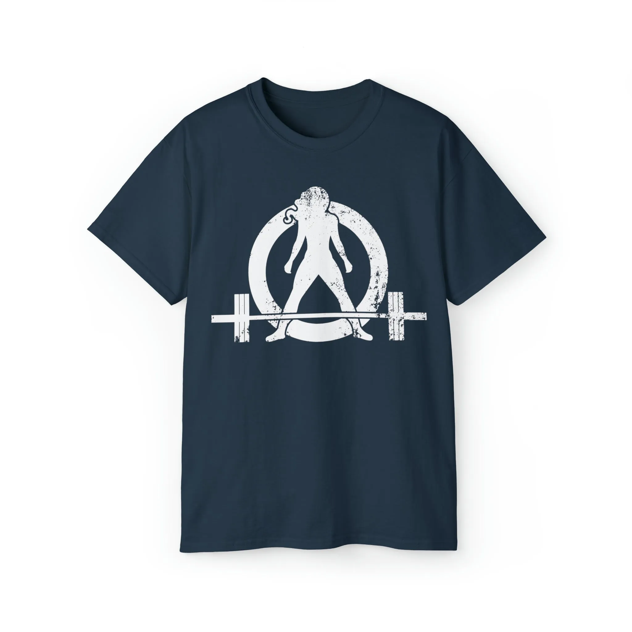 Unisex Ultra Cotton Tee - Distressed White Logo - Plain Back