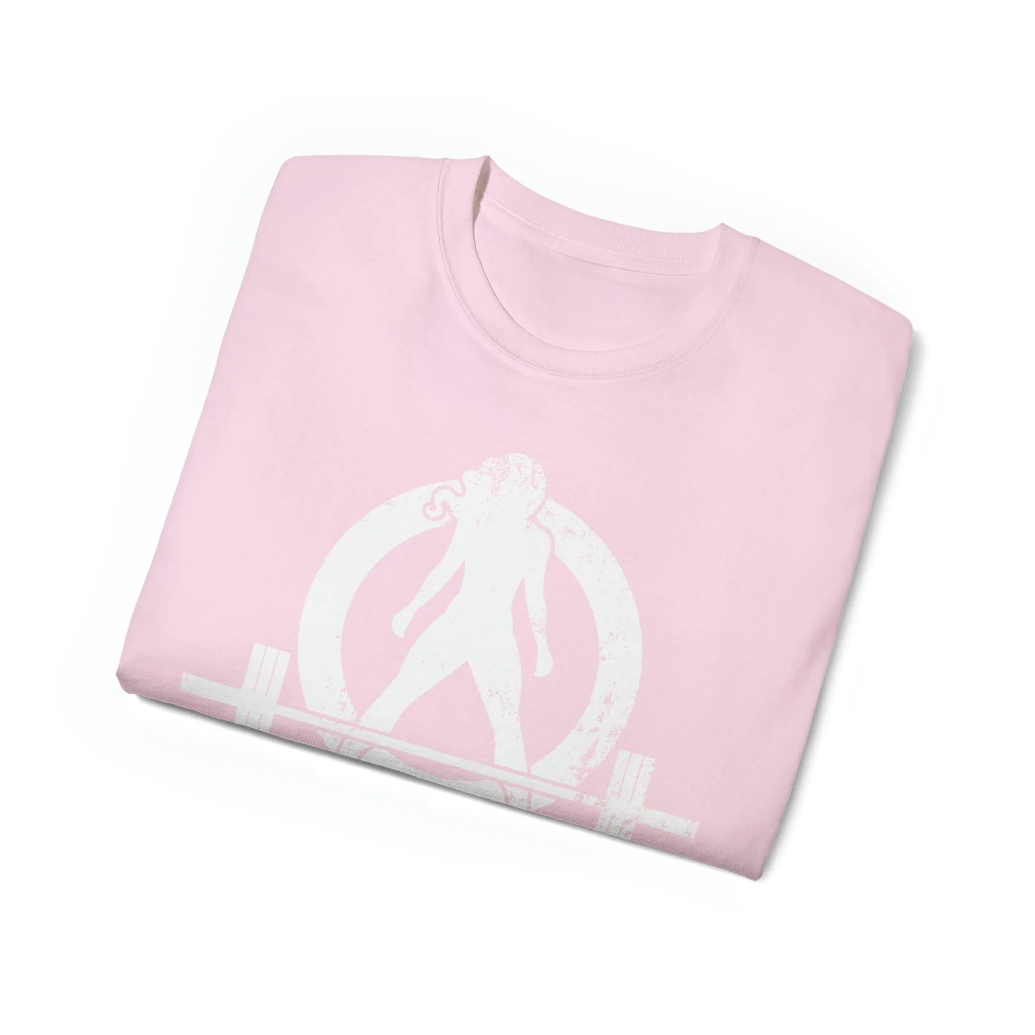Unisex Ultra Cotton Tee - Distressed White Logo - Plain Back