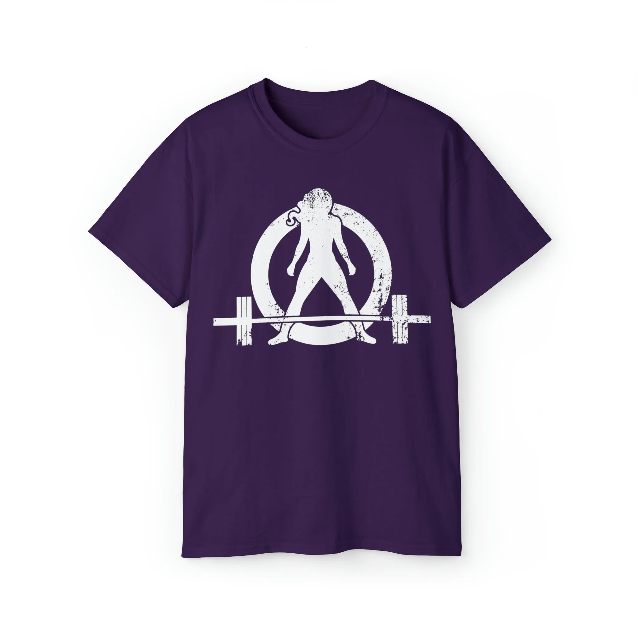Unisex Ultra Cotton Tee - Distressed White Logo - Plain Back