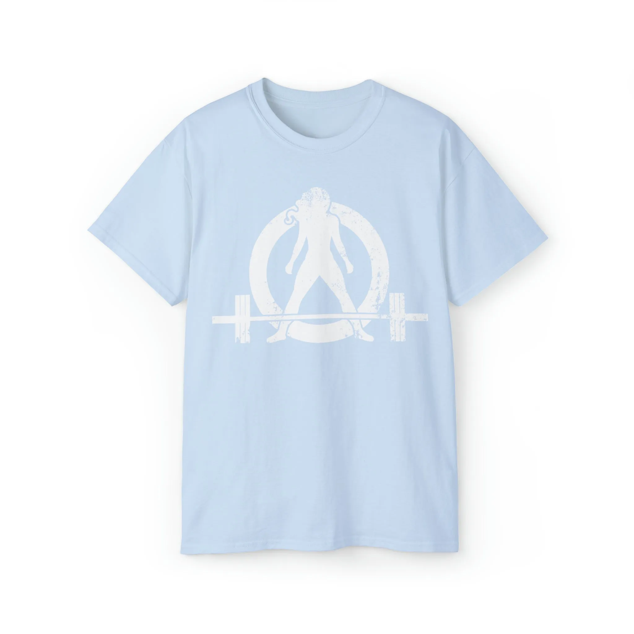 Unisex Ultra Cotton Tee - Distressed White Logo - Plain Back