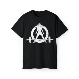 Unisex Ultra Cotton Tee - Distressed White Logo - Plain Back