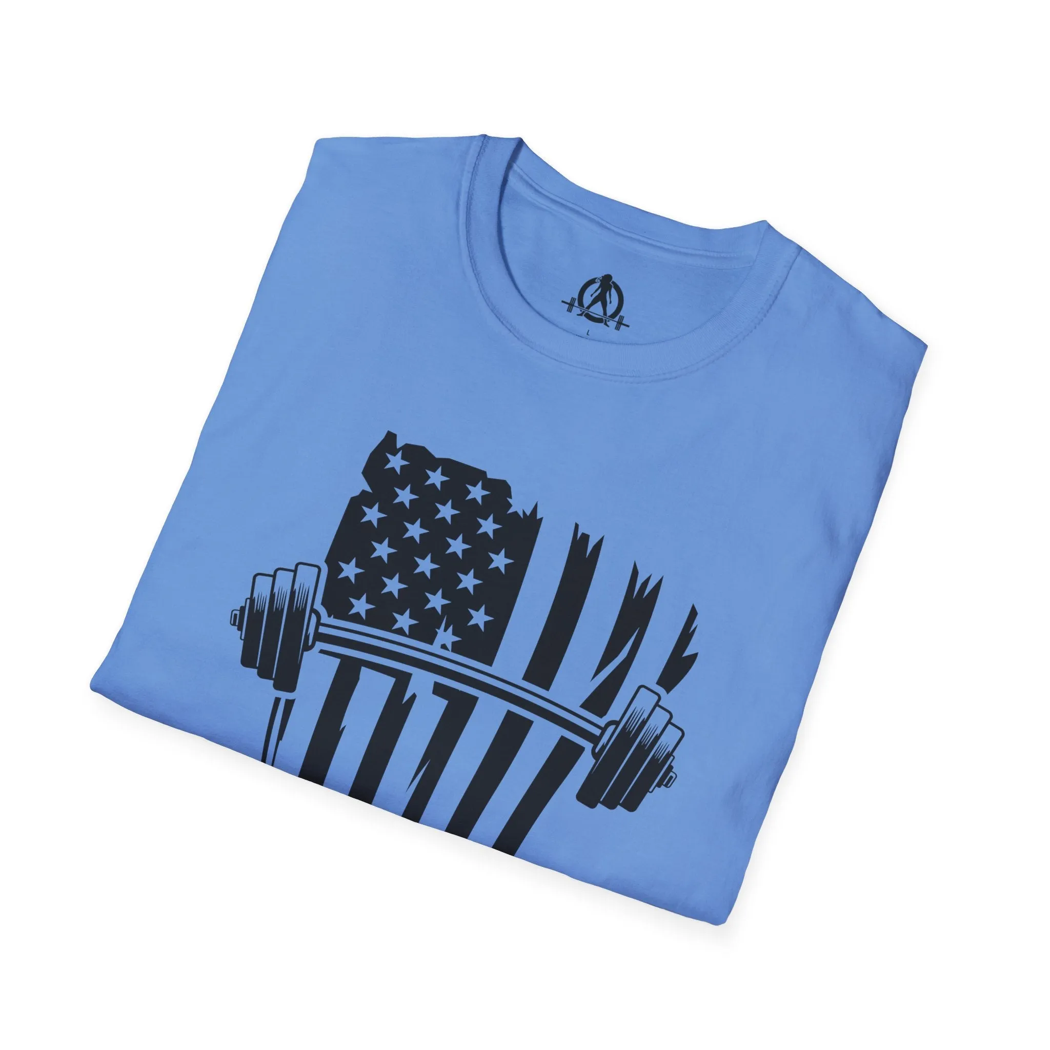 USA Barbell  - Unisex Softstyle T-Shirt - Black Logo - Plain Back