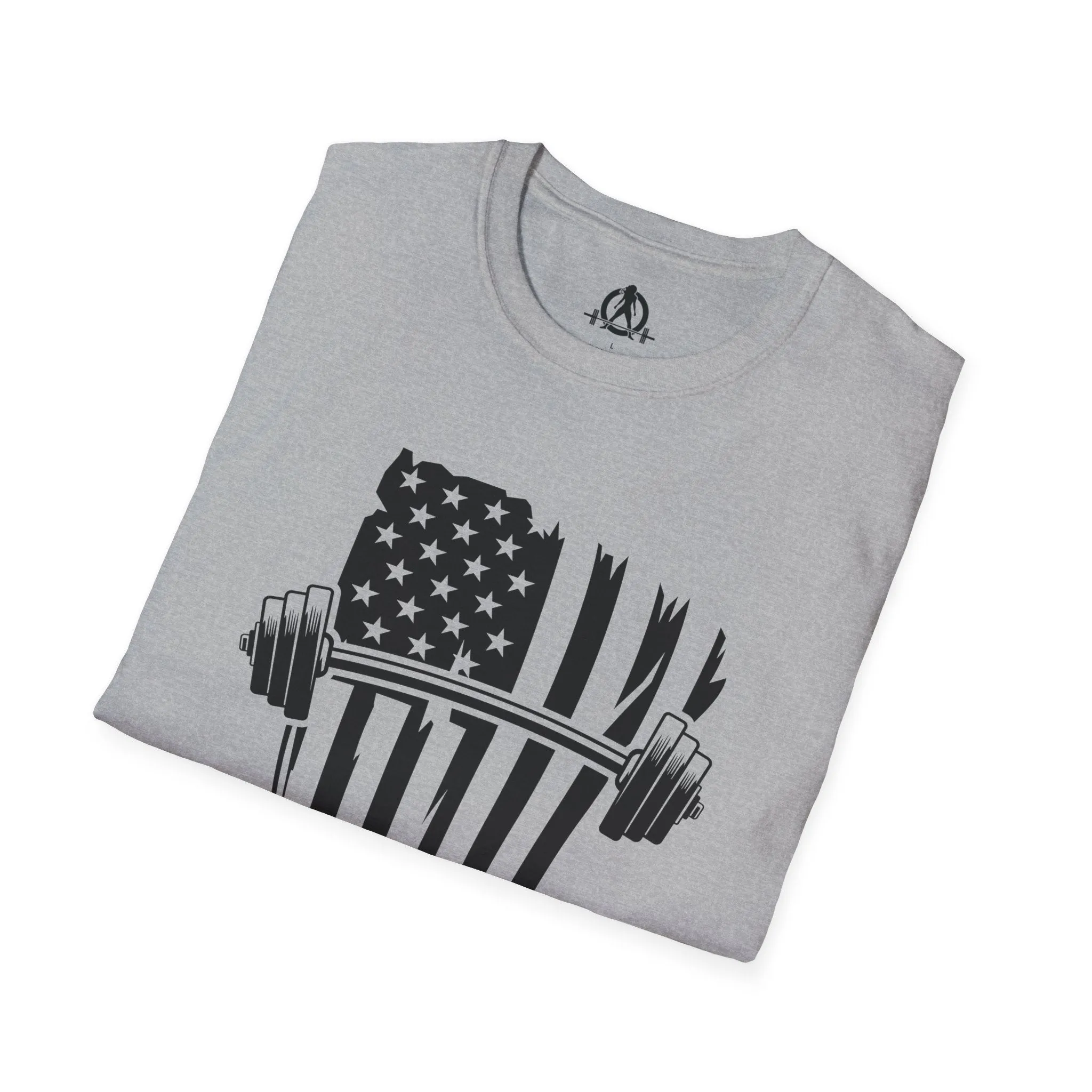 USA Barbell  - Unisex Softstyle T-Shirt - Black Logo - Plain Back