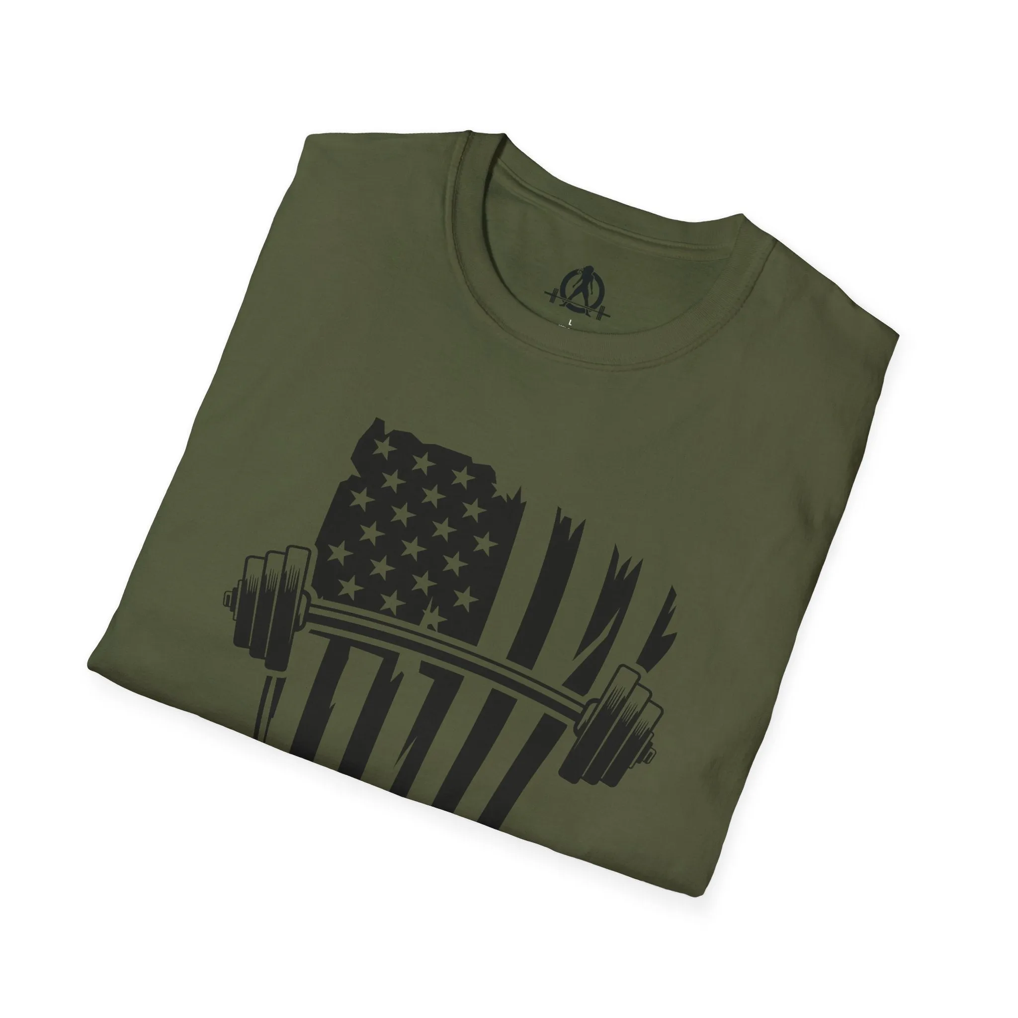 USA Barbell  - Unisex Softstyle T-Shirt - Black Logo - Plain Back