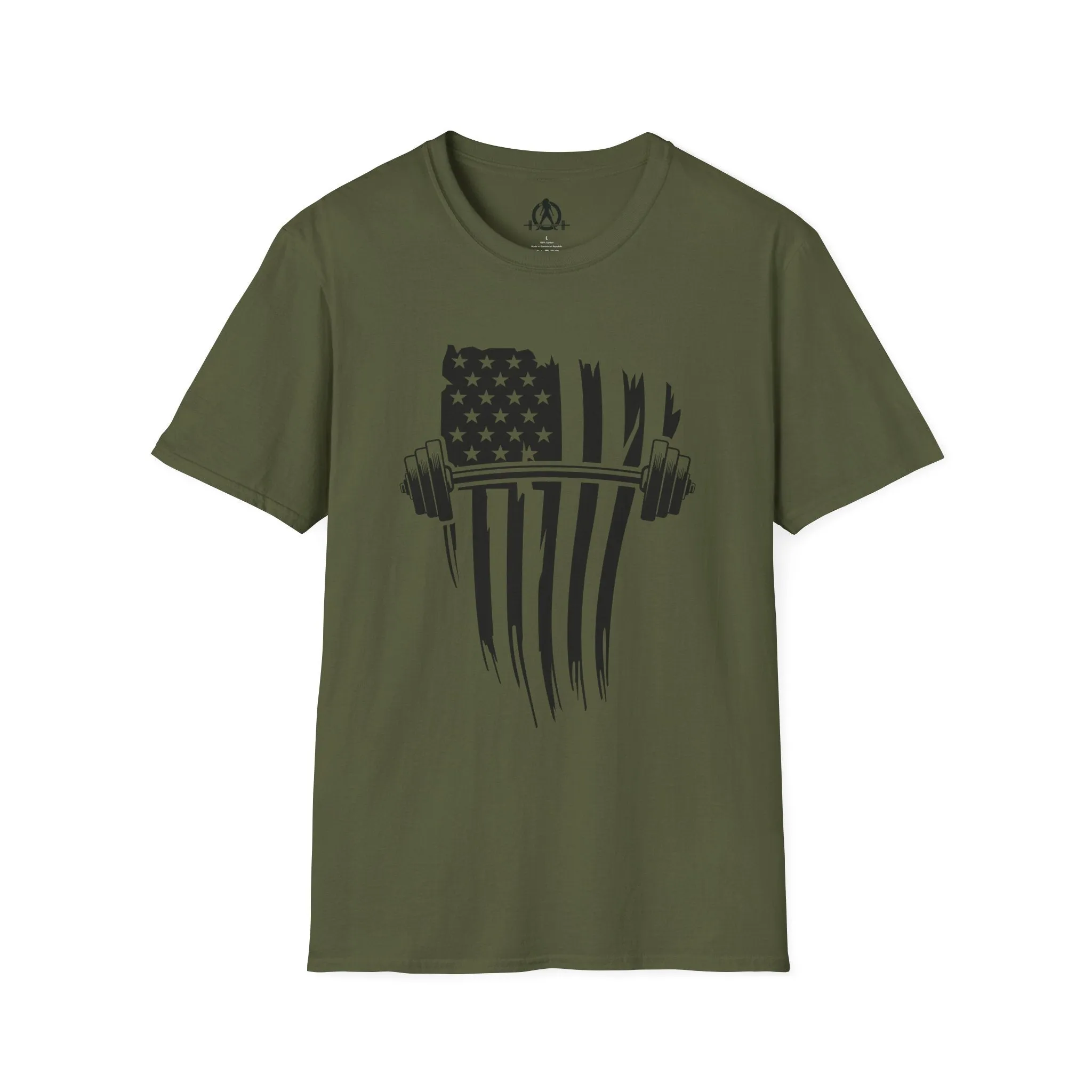 USA Barbell  - Unisex Softstyle T-Shirt - Black Logo - Plain Back