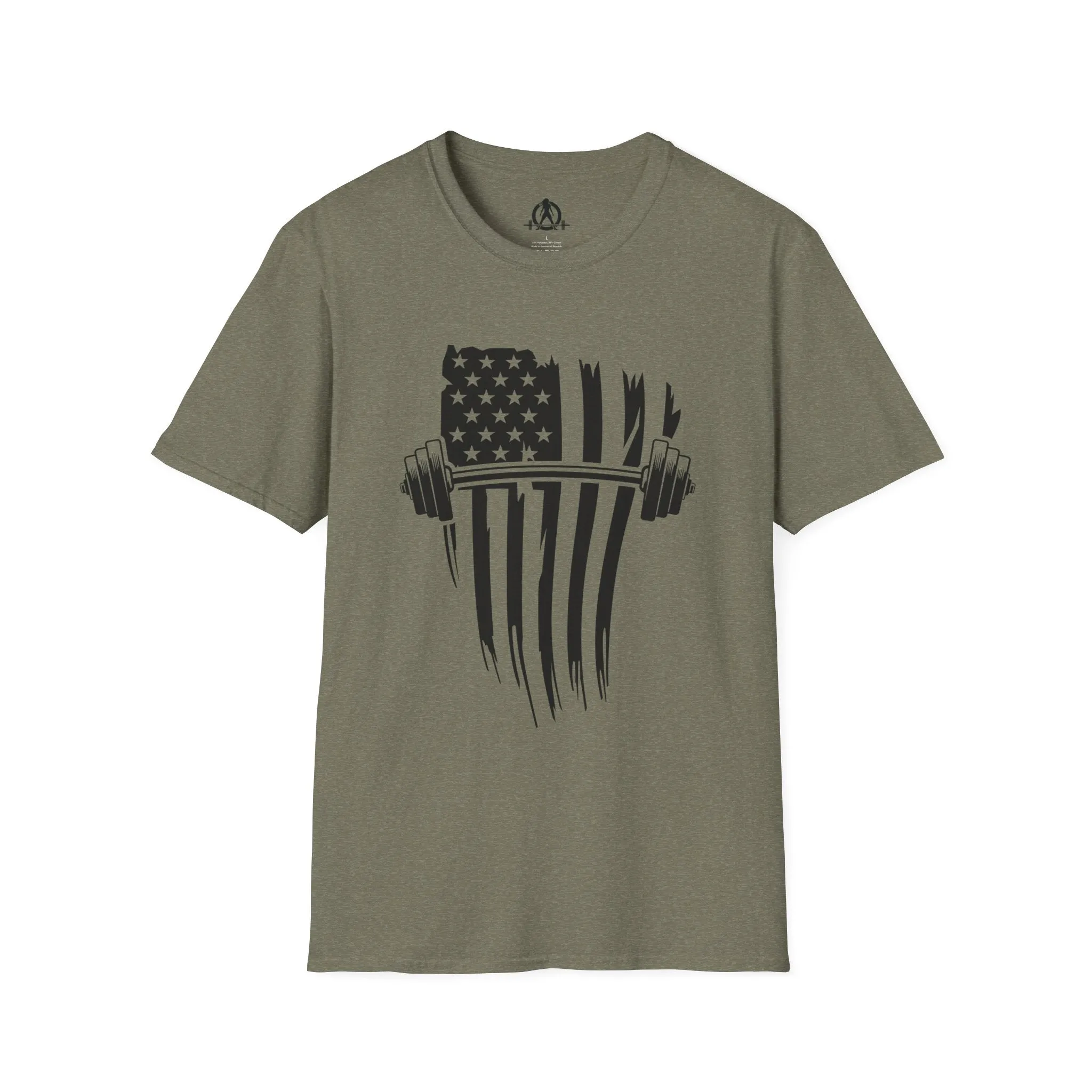USA Barbell  - Unisex Softstyle T-Shirt - Black Logo - Plain Back
