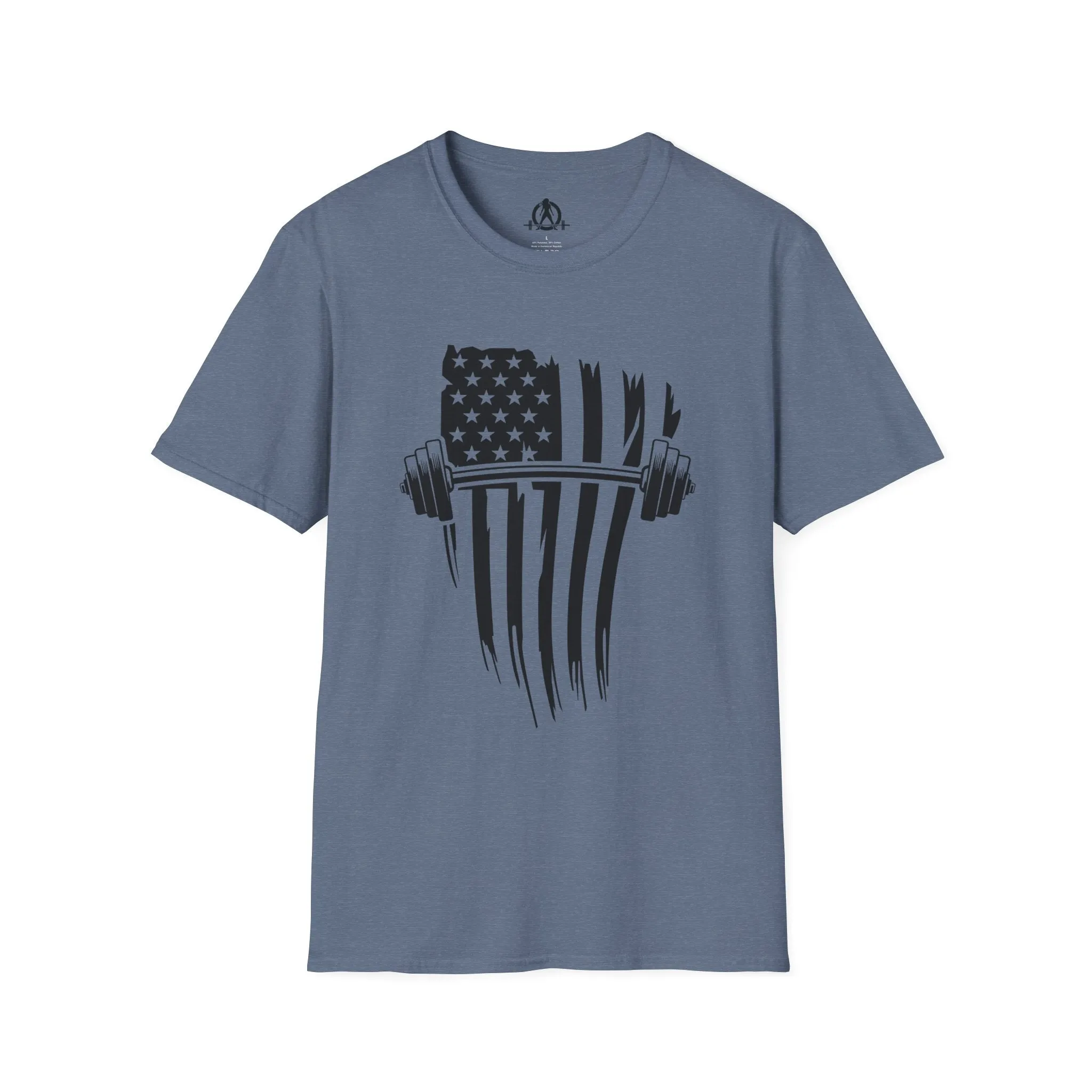 USA Barbell  - Unisex Softstyle T-Shirt - Black Logo - Plain Back