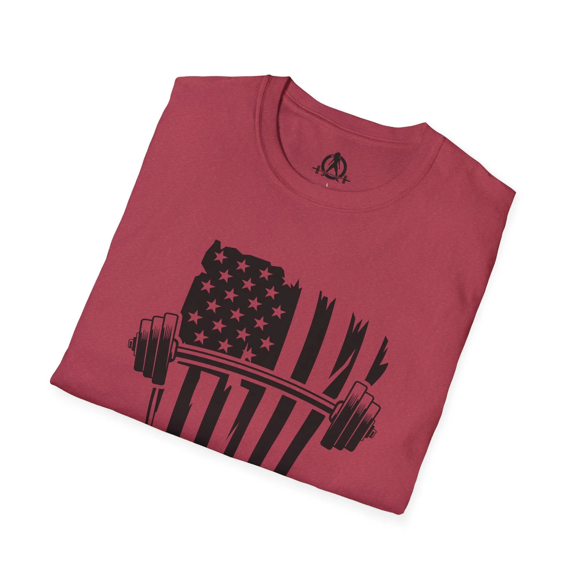 USA Barbell  - Unisex Softstyle T-Shirt - Black Logo - Plain Back